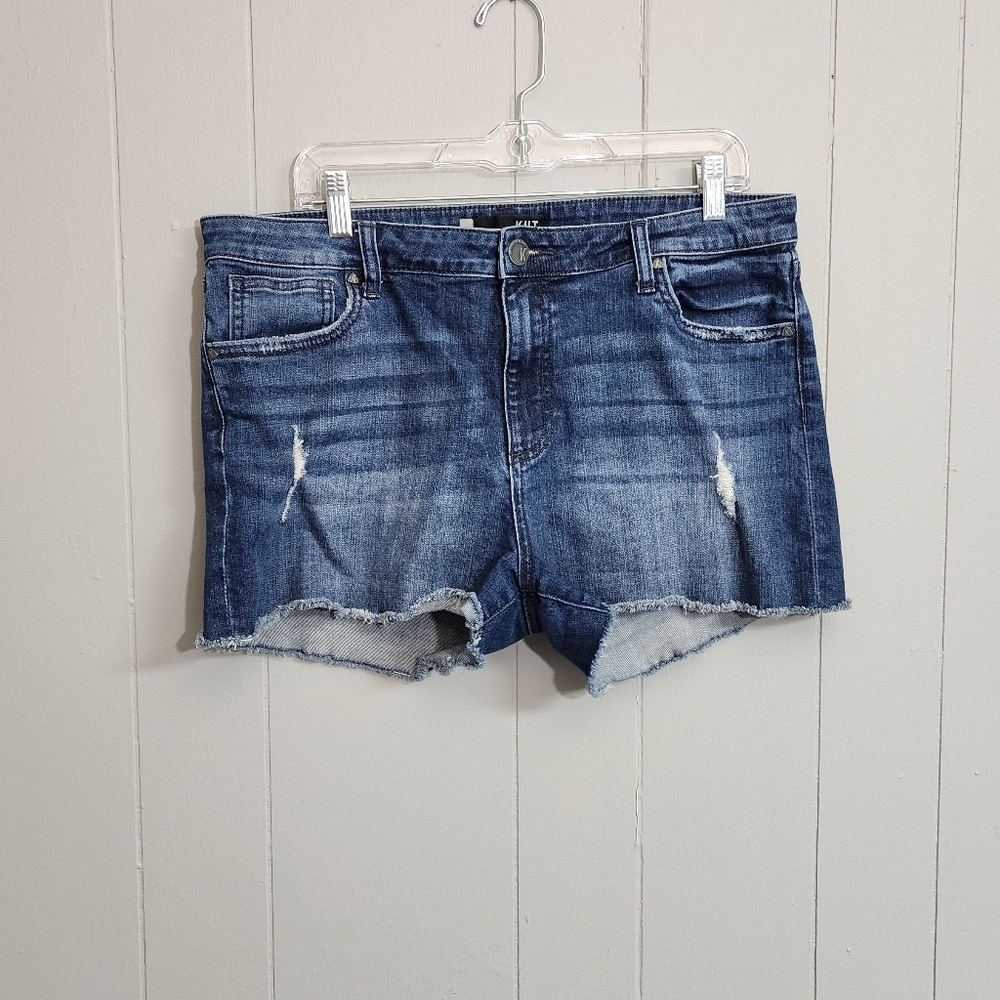 Kut from the Kloth Distressed Jean Shorts High Rise 3” Inseam Women’s Sz 14 EUC!